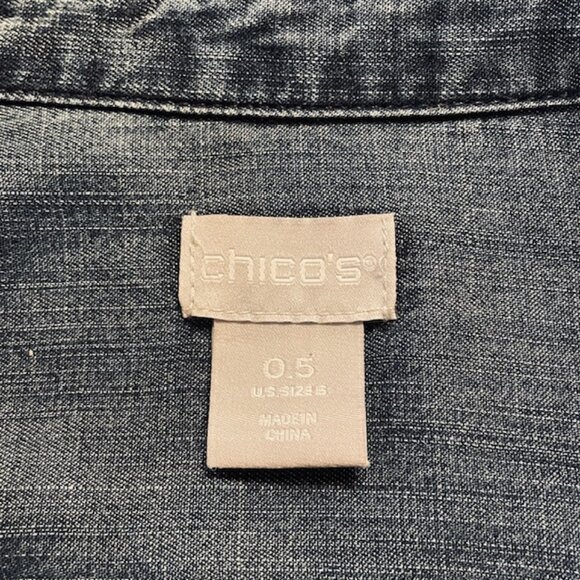 CHICO'S Chambray Denim Tunic Shirt - Size Small - Picture 5 of 7